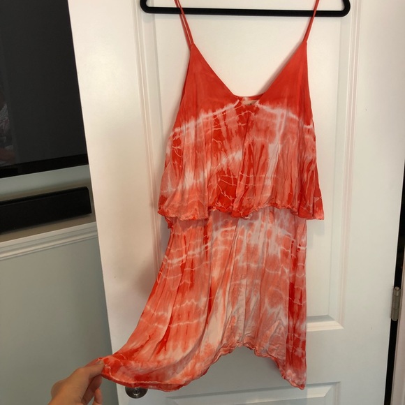 Bella Dahl Tie Dye Coral Strappy Dress - Picture 2 of 7